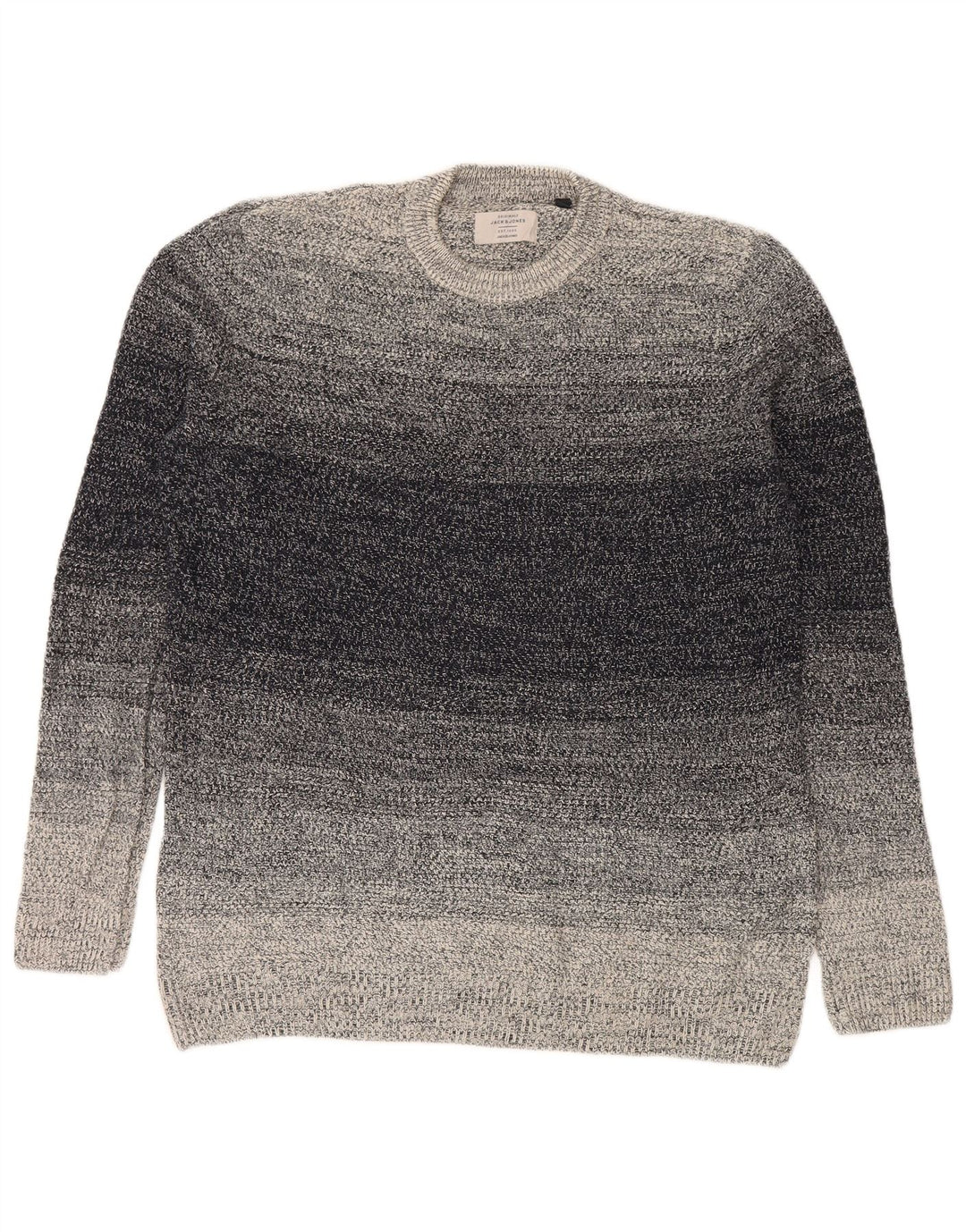 Jack & Jones Mens Crew Neck Jumper Sweater Large Grey Colourblock Cotton
