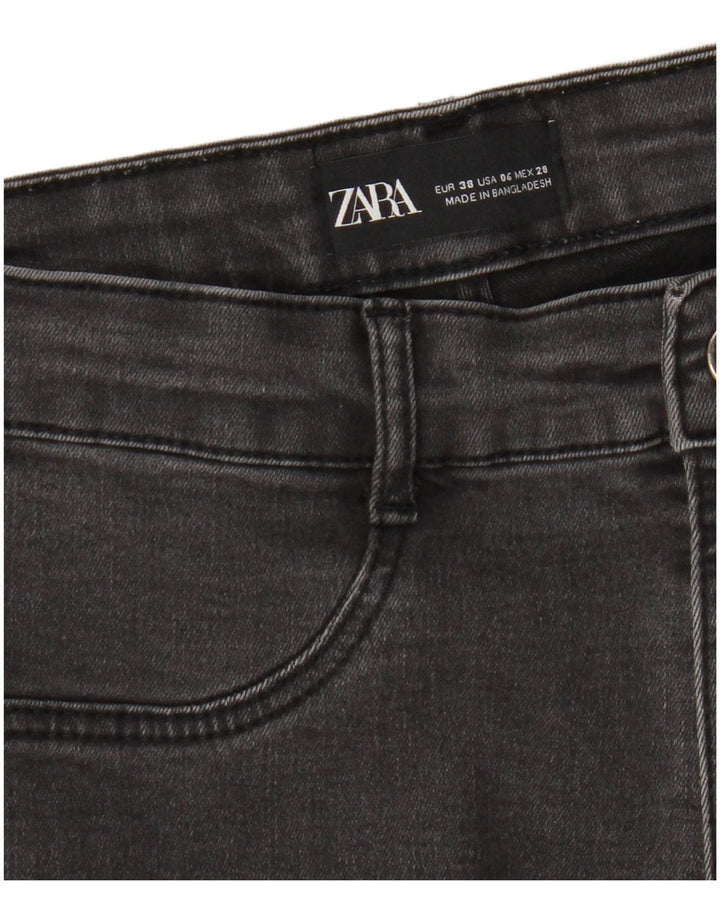 Zara Womens Distressed Cropped Jeans EU 38 Small W28 L25 Grey