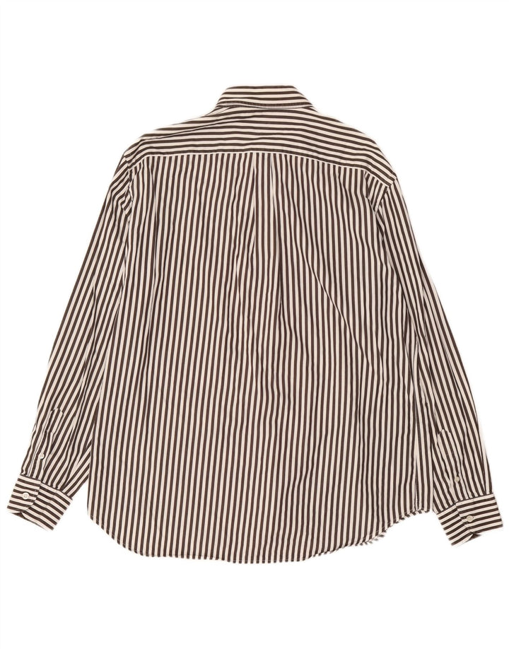 Harmont & Blaine Mens Shirt 2XL Brown Pinstripe