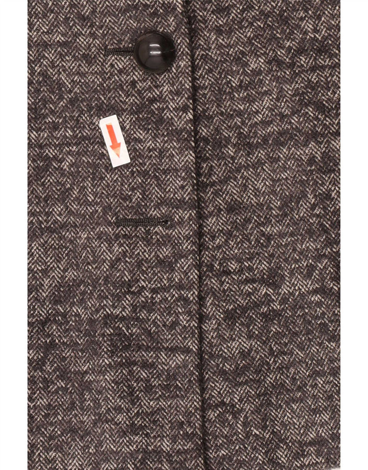 Max Mara Womens 1 Button Blazer Jacket UK 12 Medium Grey Herringbone Wool