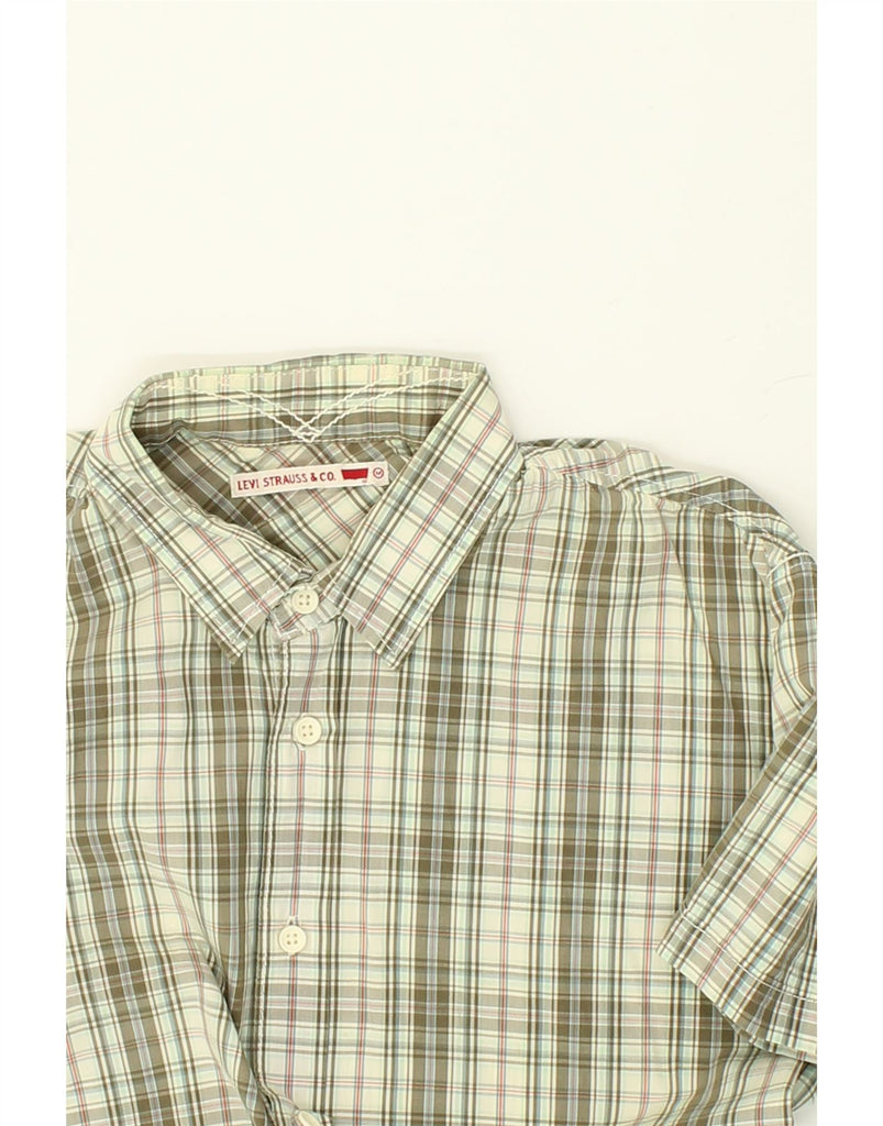 LEVI'S Mens Short Sleeve Shirt Medium Green Check Cotton | Vintage Levi's | Thrift | Second-Hand Levi's | Used Clothing | Messina Hembry 