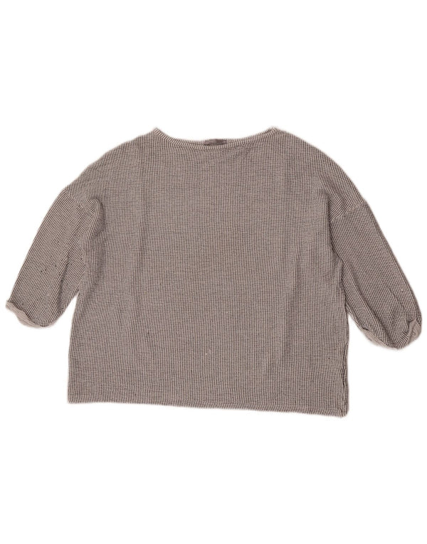 Zara Womens 3/4 Sleeve Oversized Blouse Top UK 14 Medium Grey Striped