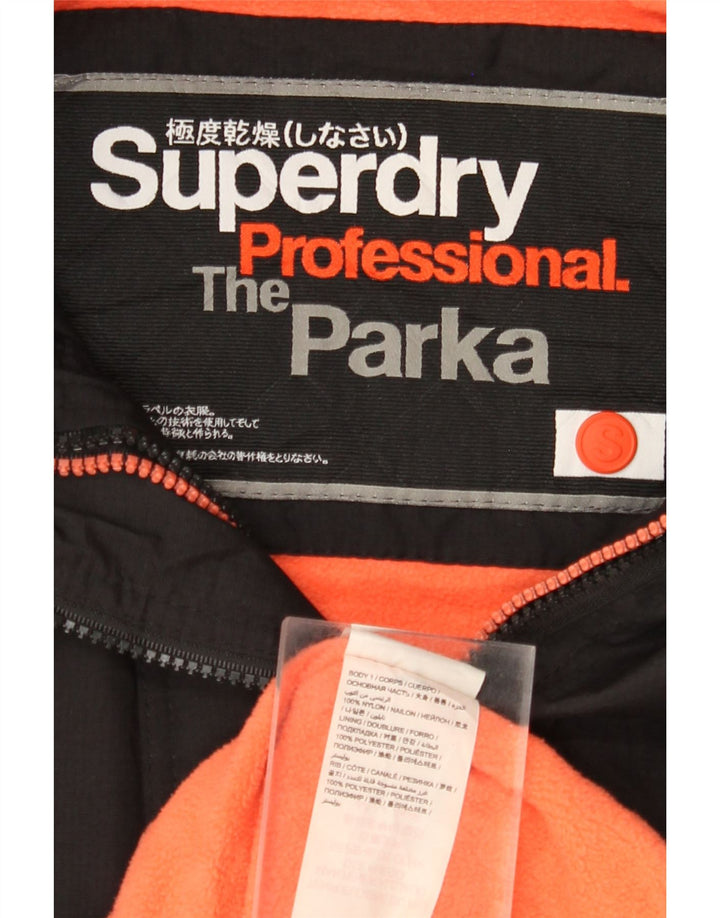 SUPERDRY Mens Hooded Parka Jacket UK 36 Small Black Nylon