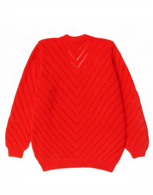Vintage Womens Front Tie V-Neck Jumper Sweater UK 10 Small Red