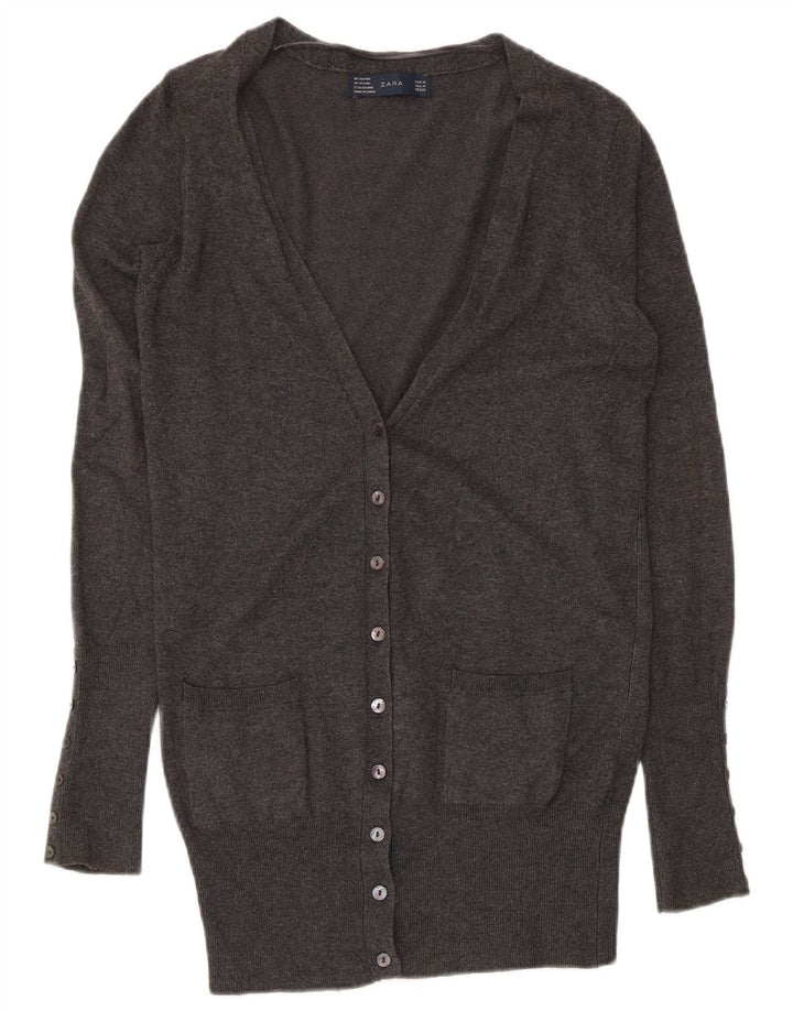 Zara Womens Cardigan Sweater UK 12 Medium Grey Rayon