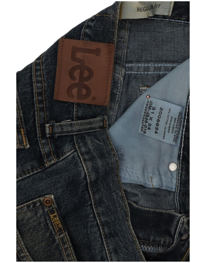 Lee Mens Regular Fit Straight Jeans W31 L31 Blue Cotton
