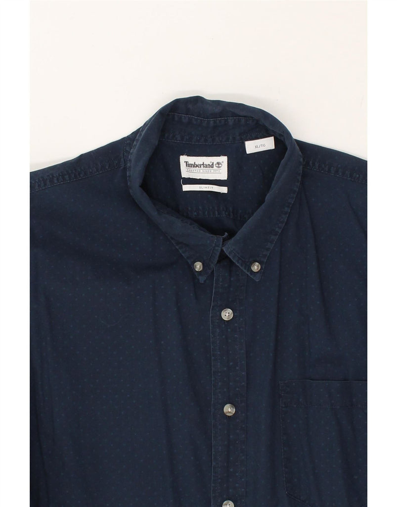 TIMBERLAND Mens Slim Fit Shirt XL Navy Blue Polka Dot Cotton Vintage Timberland and Second-Hand Timberland from Messina Hembry 