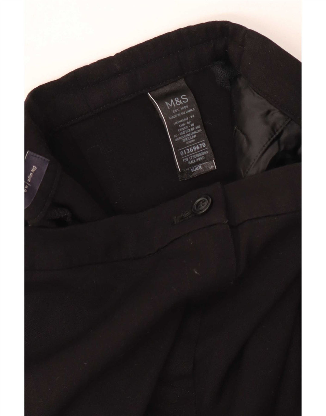 Marks & Spencer Womens Casual Trousers UK 14 Large W34 L30 Black Polyester