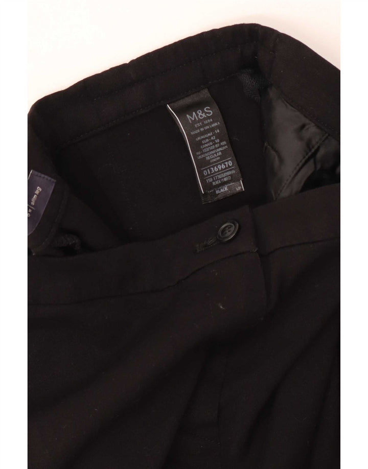 Marks & Spencer Womens Casual Trousers UK 14 Large W34 L30 Black Polyester