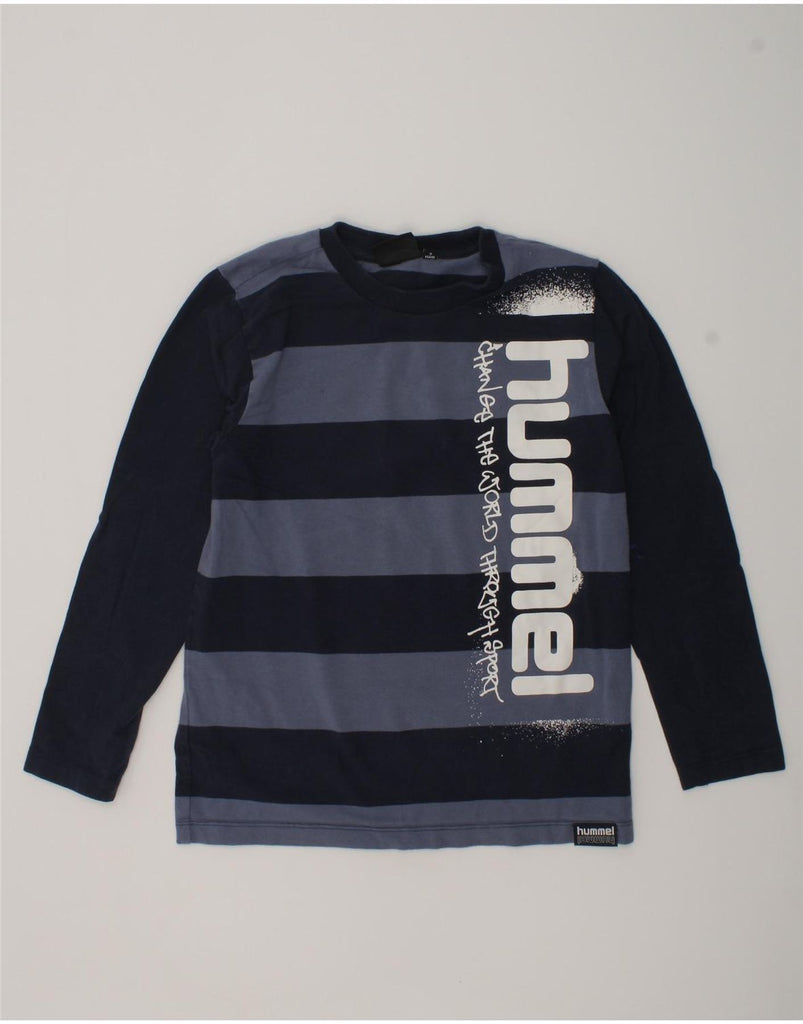 HUMMEL Boys Graphic Top Long Sleeve 8-9 Years Navy Blue Striped Cotton | Vintage Hummel | Thrift | Second-Hand Hummel | Used Clothing | Messina Hembry 