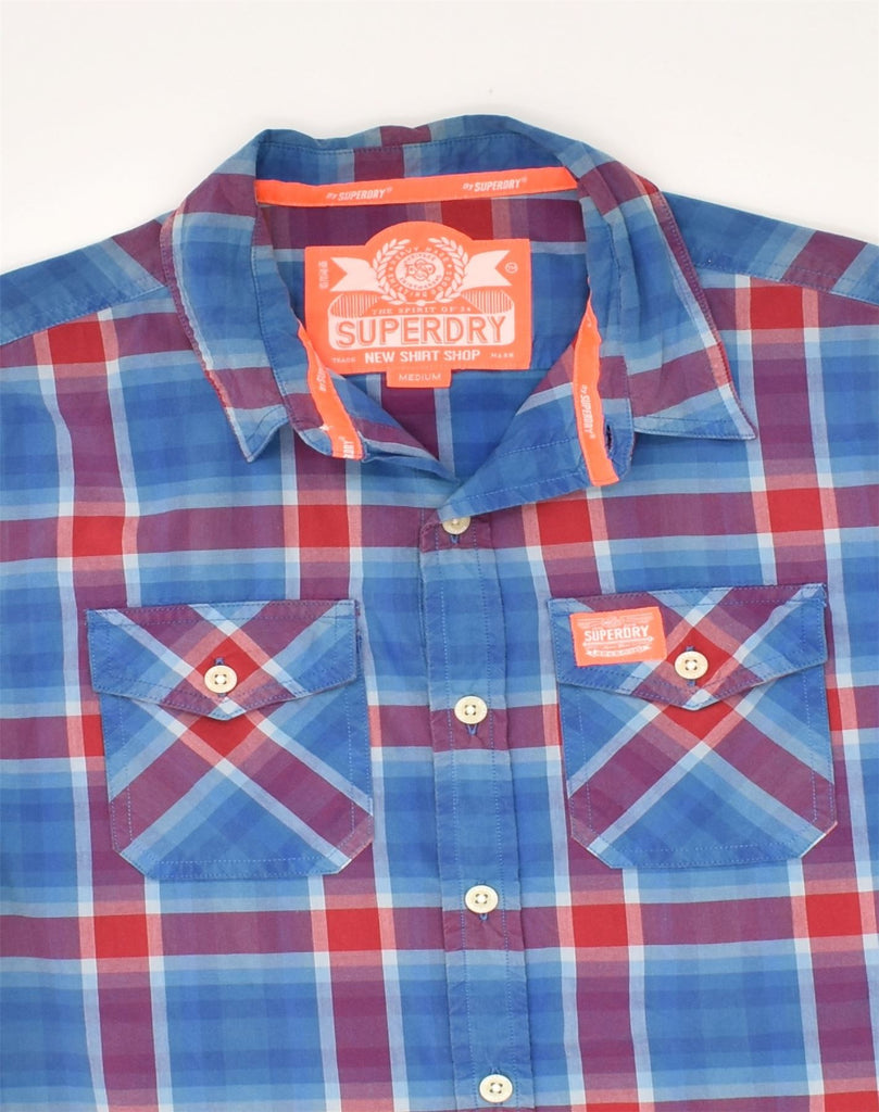 SUPERDRY Mens Short Sleeve Shirt Medium Blue Check Cotton | Vintage Superdry | Thrift | Second-Hand Superdry | Used Clothing | Messina Hembry 