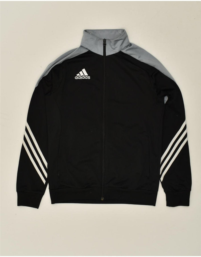 ADIDAS Boys Tracksuit Top Jacket 13-14 Years Black Colourblock Polyester | Vintage Adidas | Thrift | Second-Hand Adidas | Used Clothing | Messina Hembry 