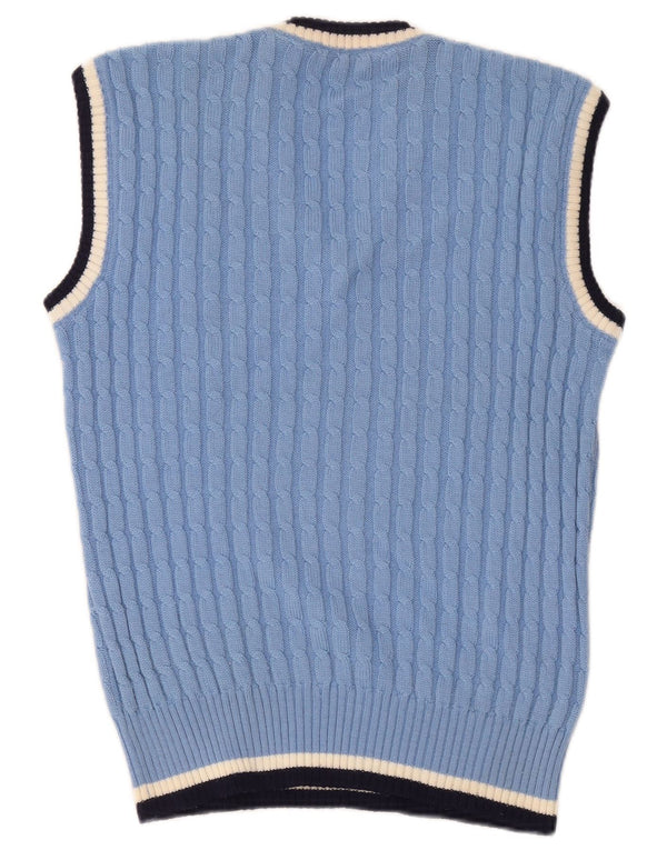Vintage Mens Vest Tank Top Small Blue Striped Classic