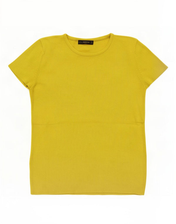 Zara Womens T-Shirt Top UK 12 Medium Green Viscose