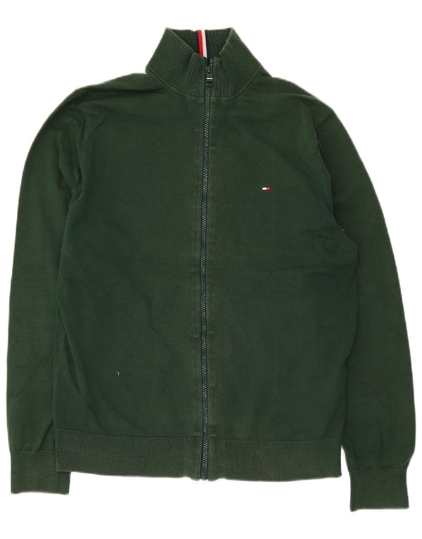 Tommy Hilfiger Mens Full Zip Cardigan Sweater Medium Green Cotton