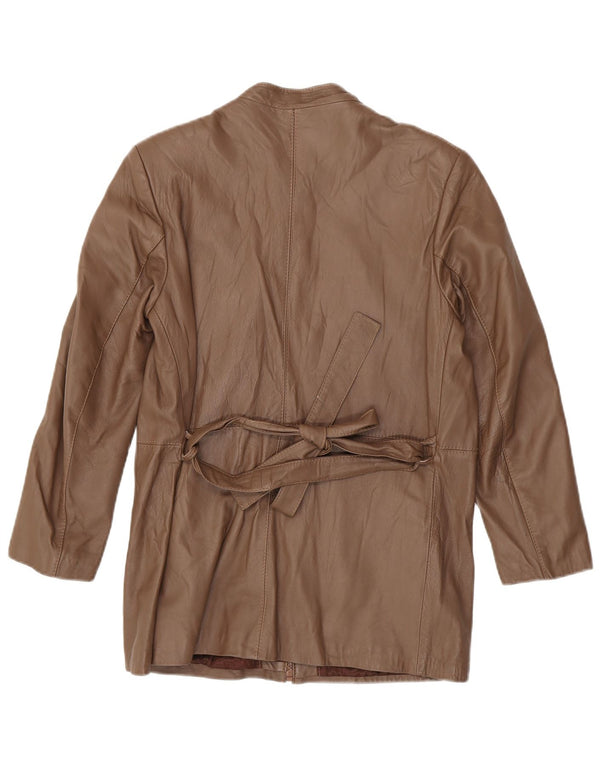 Vintage Womens Leather Coat UK 14 Medium Brown Leather
