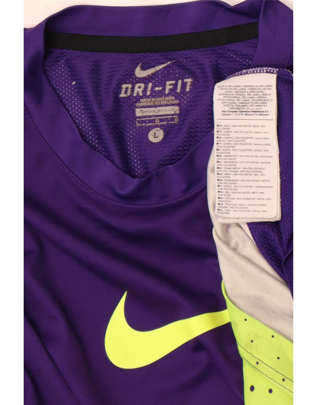 Nike Mens Dri Fit Graphic T-Shirt Top Large Purple Geometric Polyester