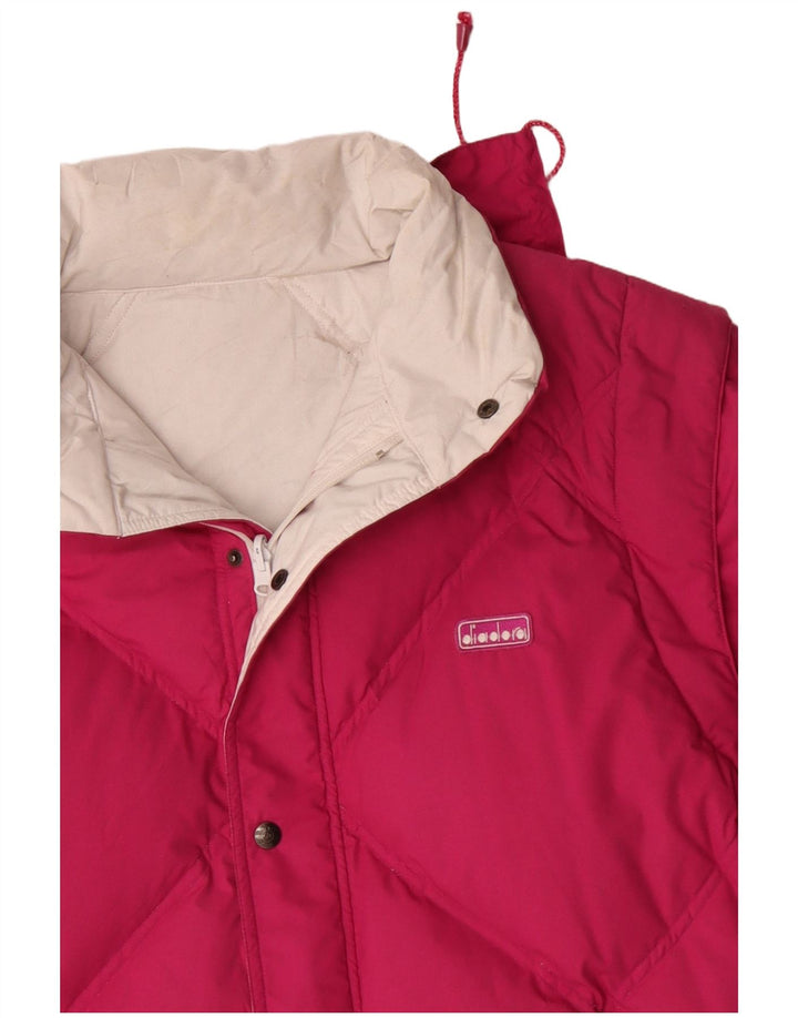 Diadora Mens Hooded Reversible Padded Jacket UK 40 Large Pink Polyester