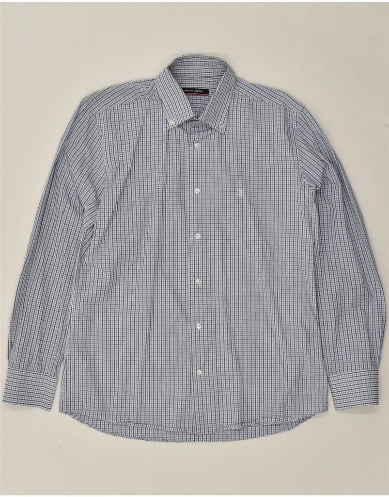 PIERRE CARDIN Mens Shirt Large Blue Check Cotton Vintage Pierre Cardin and Second-Hand Pierre Cardin from Messina Hembry 