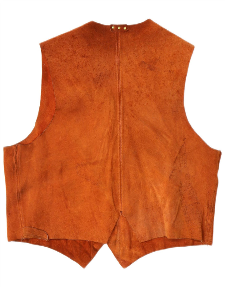 Vintage Womens Suede Waistcoat UK 18 XL Brown Western