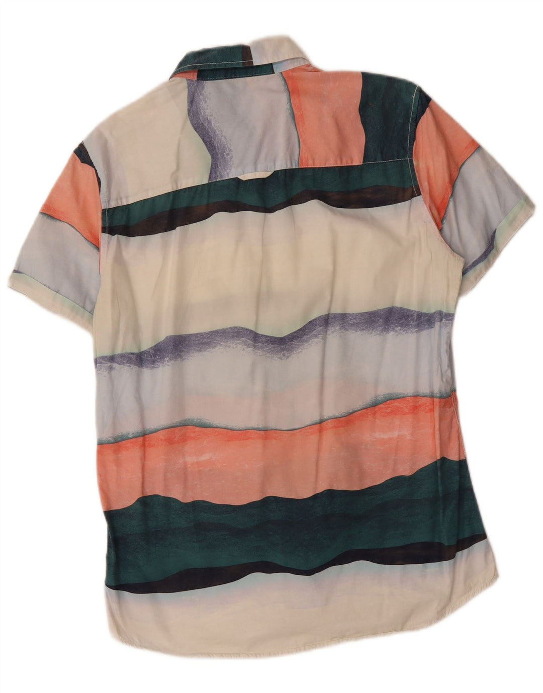 VINTAGE Mens Short Sleeve Shirt Large Multicoloured Striped