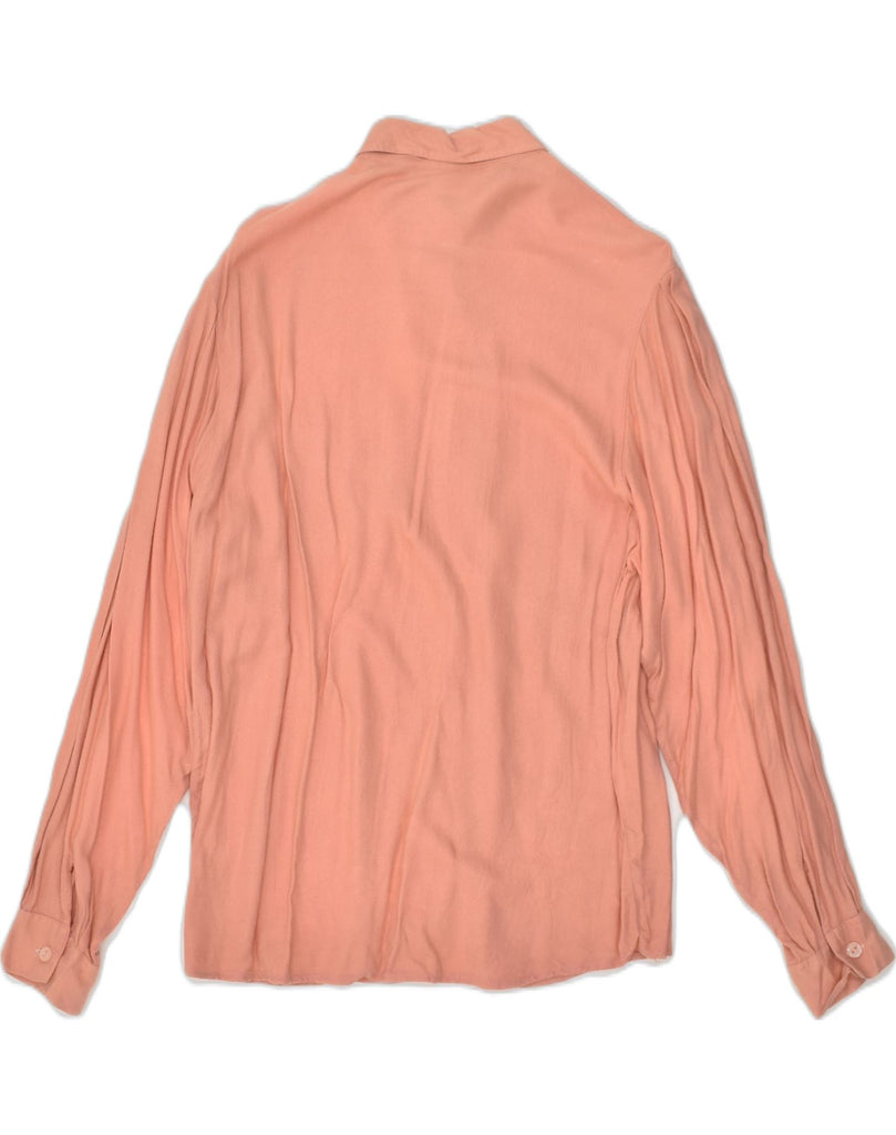 BENETTON Womens Long Sleeve Shirt UK 14 Medium Pink Viscose | Vintage Benetton | Thrift | Second-Hand Benetton | Used Clothing | Messina Hembry 