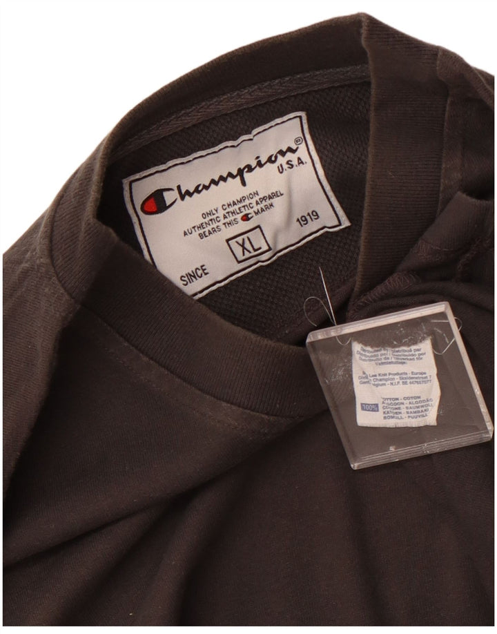 Champion Mens Top Long Sleeve XL Grey Cotton