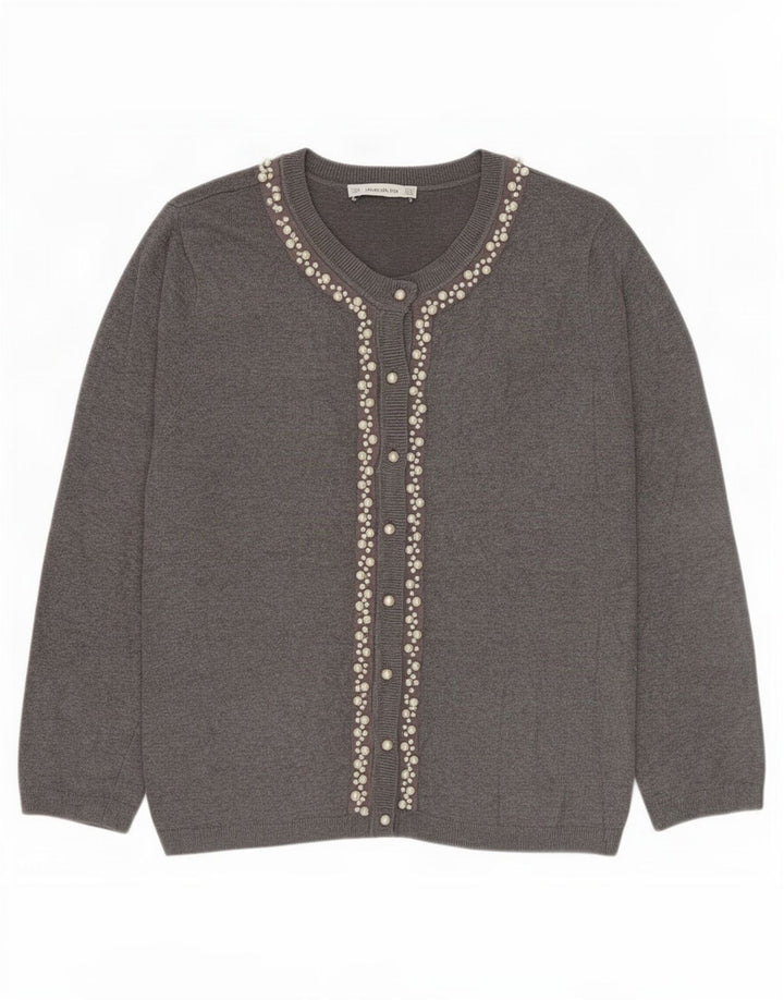 Zara Womens Cardigan Sweater UK 14 Large Grey