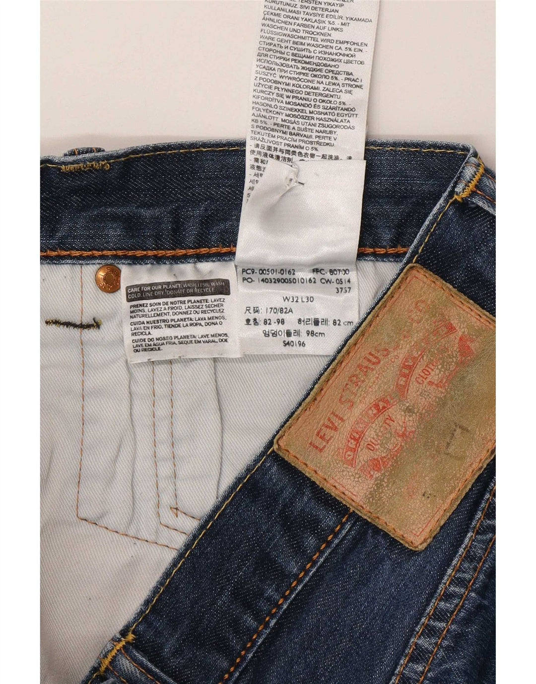 Levi's Mens Straight Jeans W32 L30 Blue Cotton