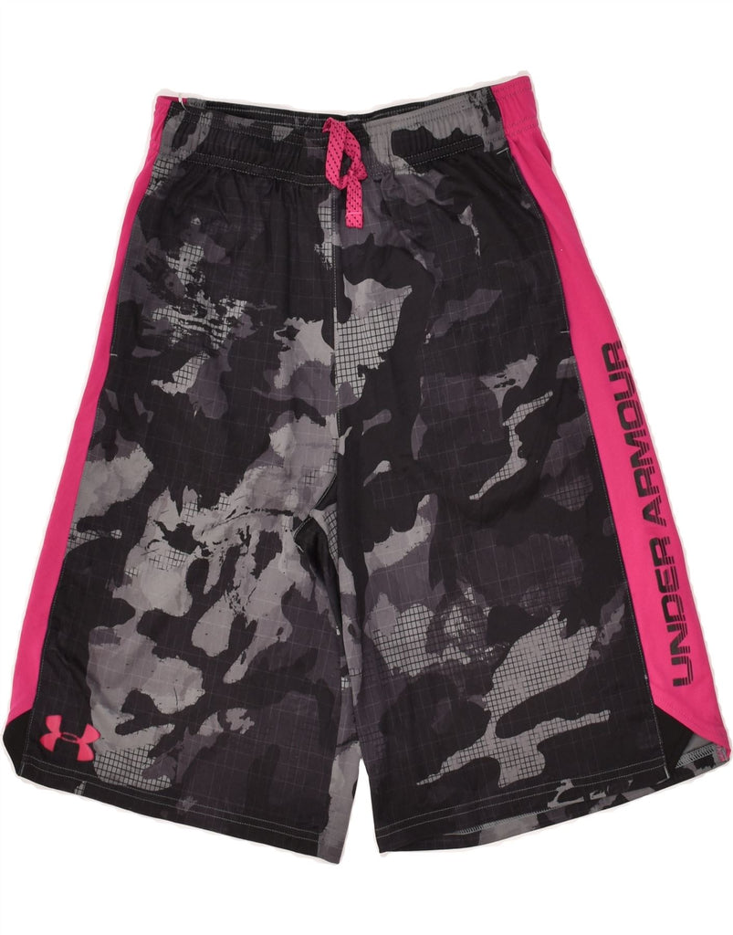 UNDER ARMOUR Girls Graphic Sport Shorts 11-12 Years Large Grey Camouflage | Vintage Under Armour | Thrift | Second-Hand Under Armour | Used Clothing | Messina Hembry 