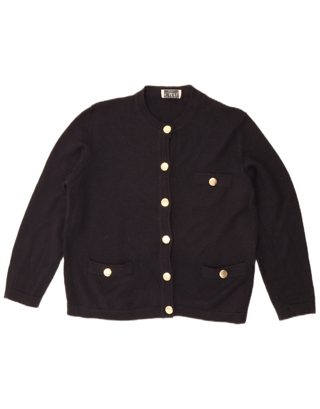 Vintage Womens Oversized Cardigan Sweater UK 10 Small Navy Blue Wool