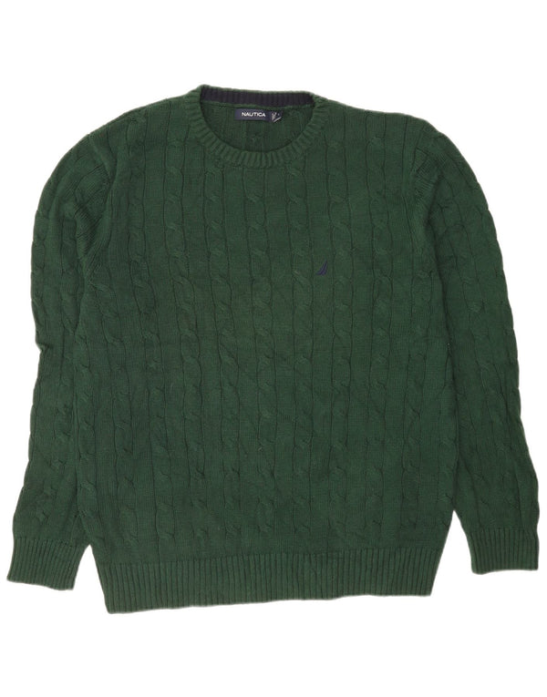 Nautica Mens Crew Neck Jumper Sweater Large Green Cotton