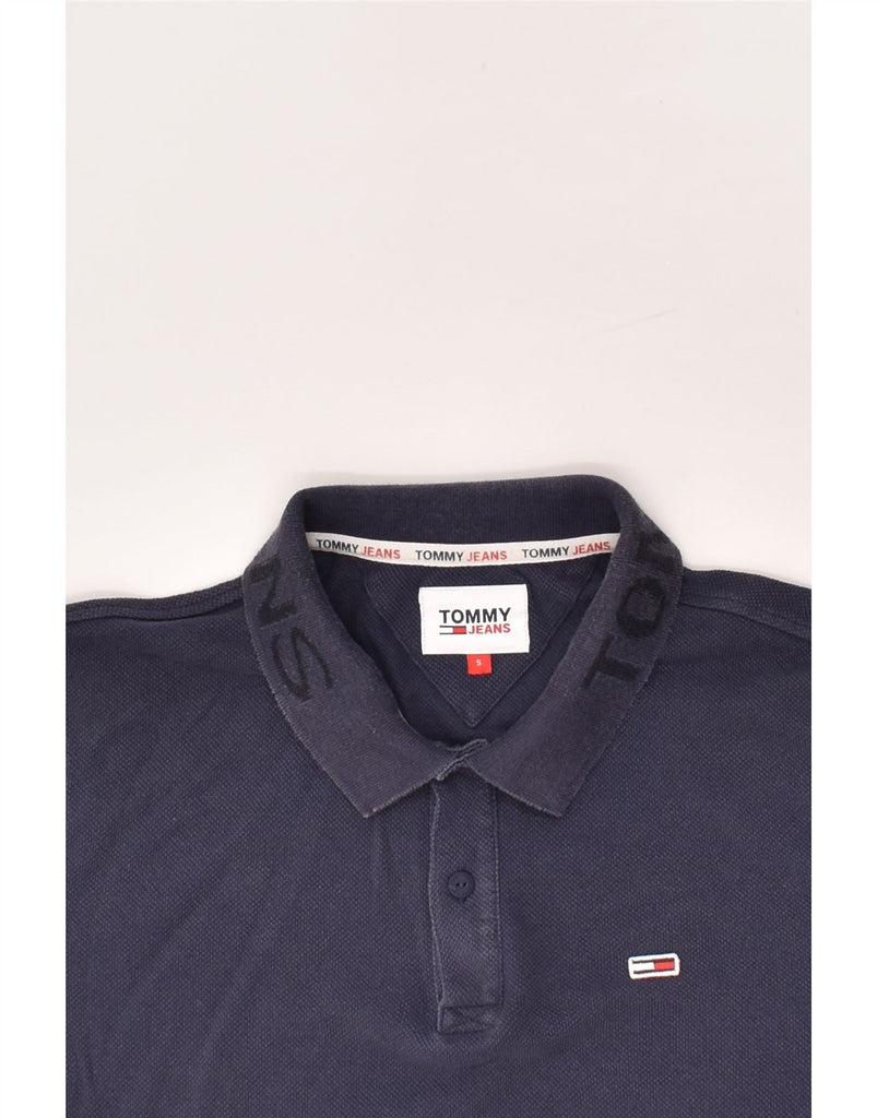 TOMMY HILFIGER Mens Graphic Polo Shirt Small Navy Blue Cotton | Vintage Tommy Hilfiger | Thrift | Second-Hand Tommy Hilfiger | Used Clothing | Messina Hembry 