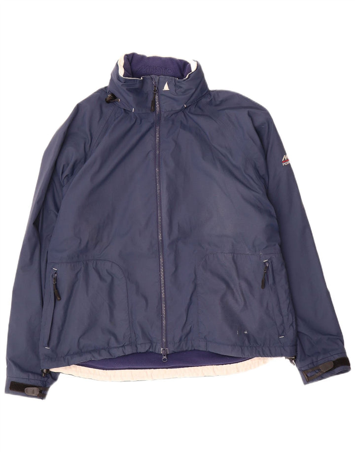 Musto Womens Graphic Windbreaker Jacket UK 16 Large Navy Blue Polyurethane