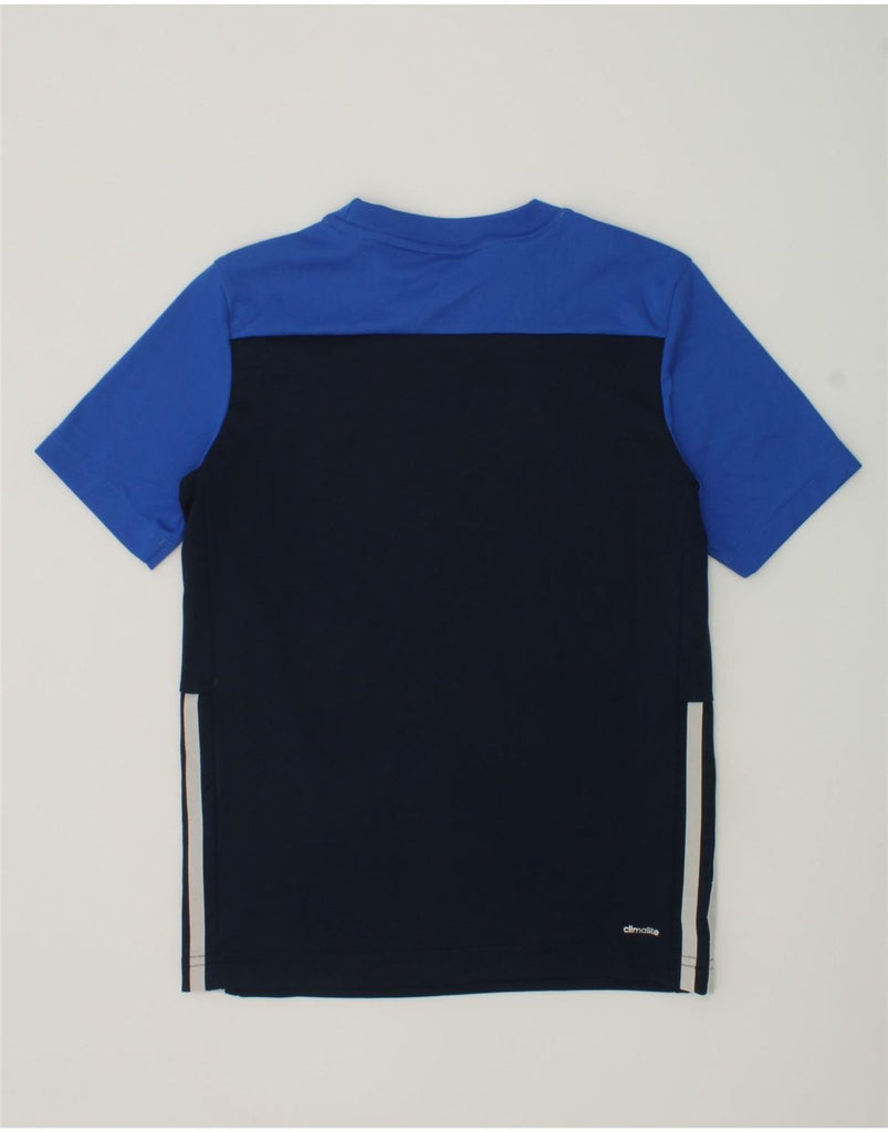 ADIDAS Boys T-Shirt Top 9-10 Years Navy Blue Colourblock Polyester | Vintage Adidas | Thrift | Second-Hand Adidas | Used Clothing | Messina Hembry 