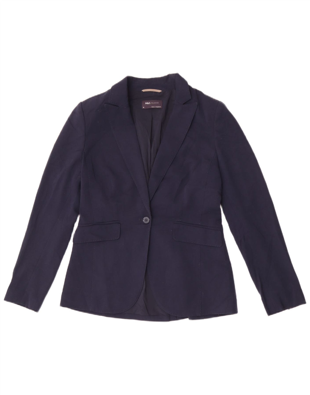 Marks & Spencer Womens 1 Button Blazer Jacket UK 10 Small Navy Blue