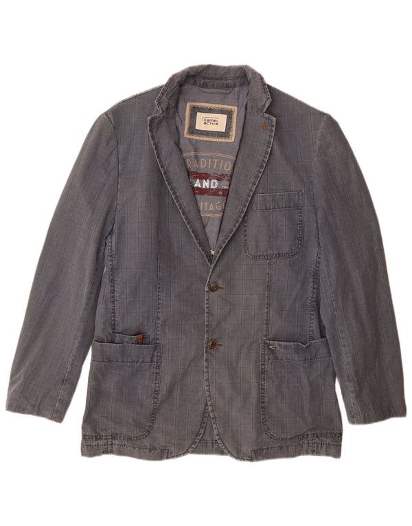 CAMEL ACTIVE Mens 2 Button Blazer Jacket IT 48 Medium Blue Check Cotton