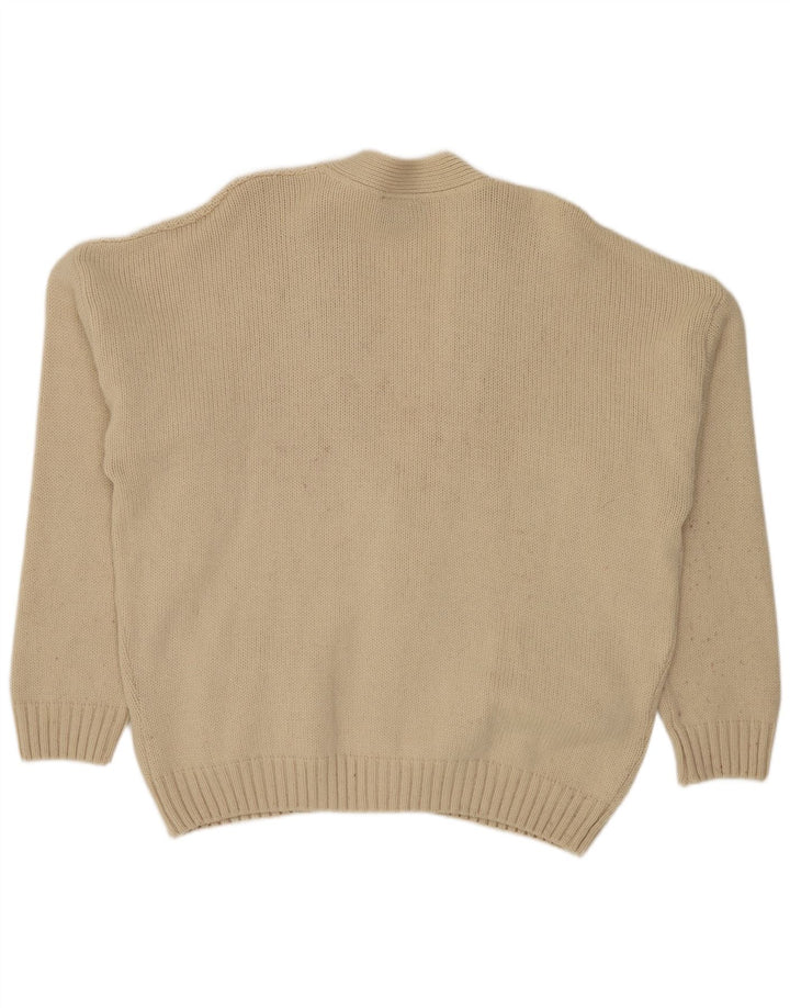 Fiume Mens Cardigan Sweater IT 54 XL Beige Wool