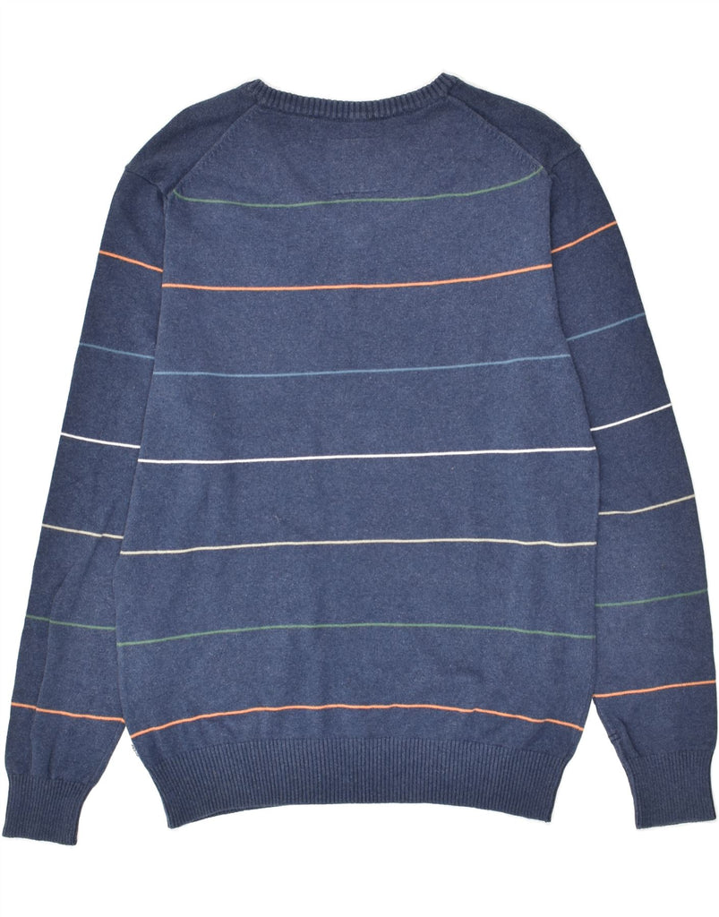 LEVI'S Mens V-Neck Jumper Sweater Medium Blue Striped Cotton | Vintage Levi's | Thrift | Second-Hand Levi's | Used Clothing | Messina Hembry 