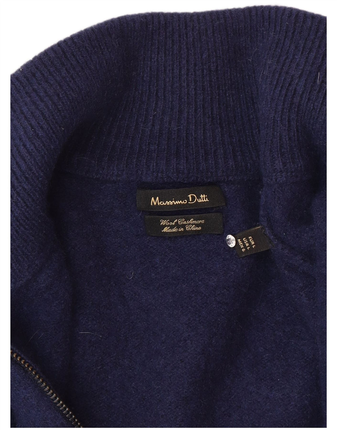 Massimo Dutti Mens Cardigan Sweater Large Navy Blue Wool