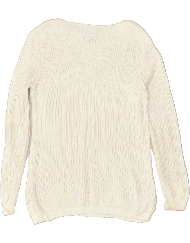 TOMMY HILFIGER Womens Boat Neck Jumper Sweater UK 18 XL Off White Cotton | Vintage Tommy Hilfiger | Thrift | Second-Hand Tommy Hilfiger | Used Clothing | Messina Hembry 