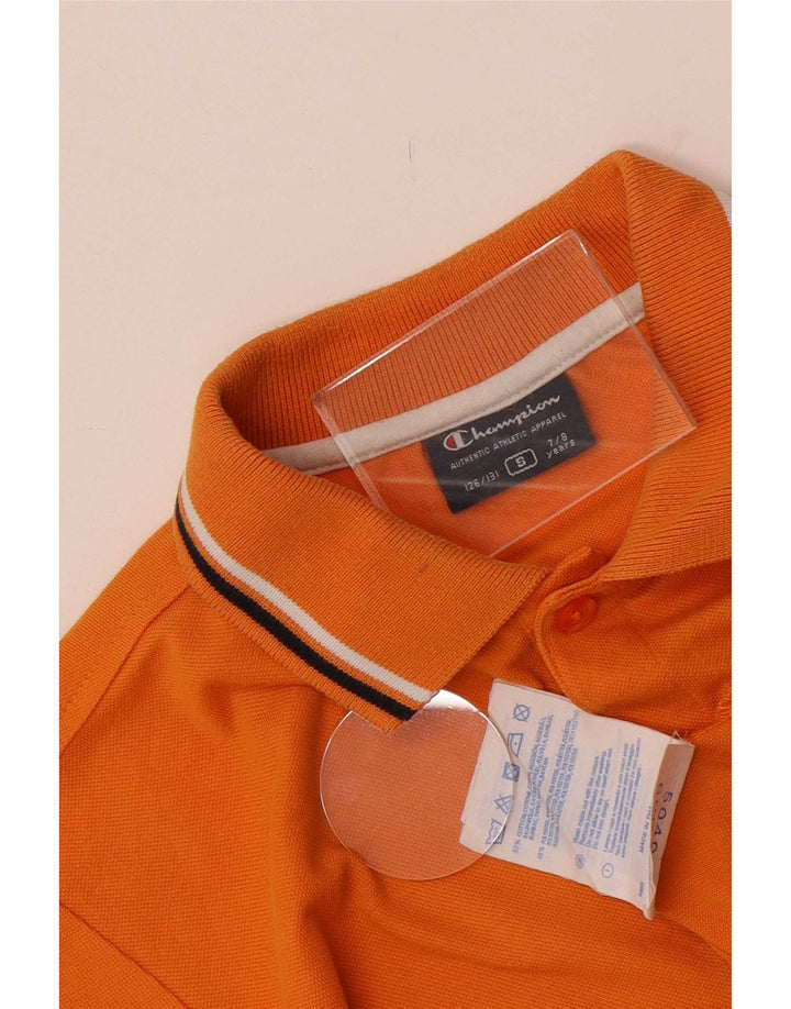 Champion Boys Polo Shirt 7-8 Years Small Orange Cotton
