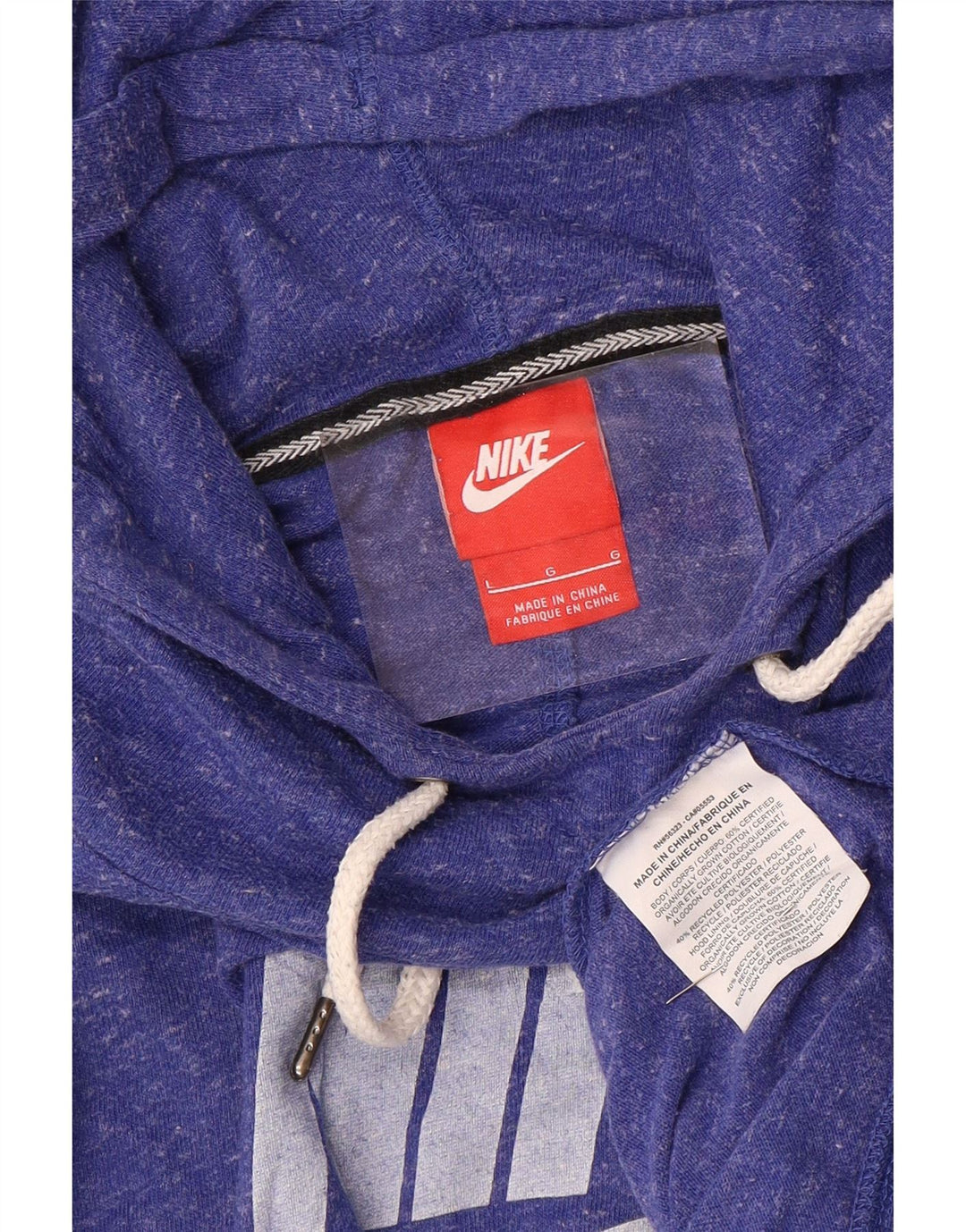 NIKE Womens Graphic Hoodie Jumper UK 16 Large Purple Flecked Polyester