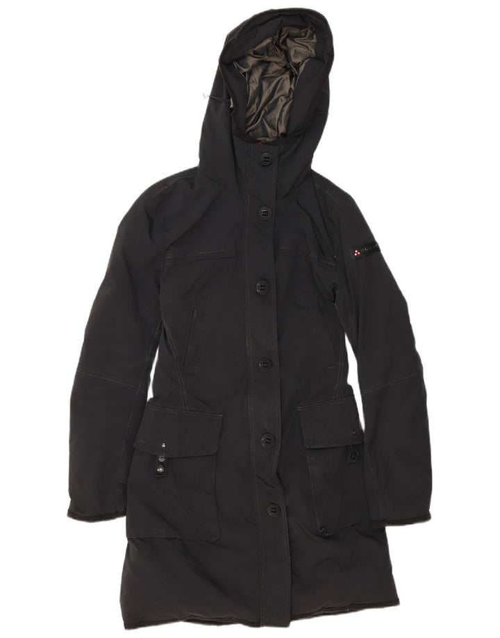 PEUTEREY Womens Hooded Padded Coat IT 42 Medium Black Polyester