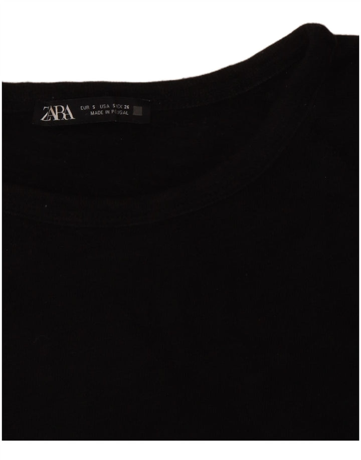 Zara Womens Top 3/4 Sleeve UK 10 Small Black