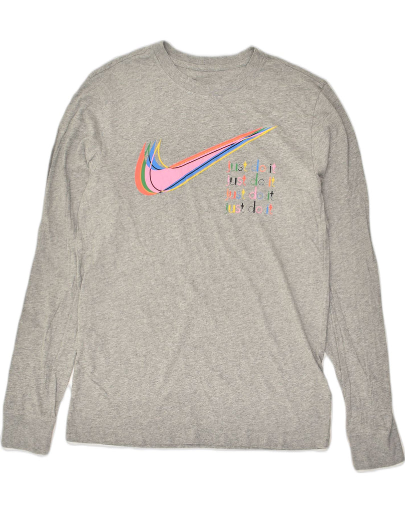 NIKE Mens The Nike Tee Graphic Top Long Sleeve Small Grey Cotton | Vintage Nike | Thrift | Second-Hand Nike | Used Clothing | Messina Hembry 