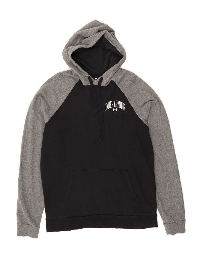 UNDER ARMOUR Mens Hoodie Jumper Large Black Colourblock Cotton Vintage Under Armour and Second-Hand Under Armour from Messina Hembry 