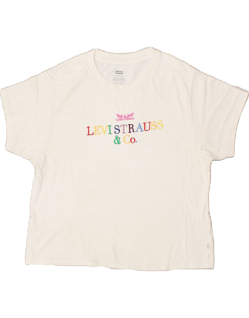 LEVI'S Womens Graphic T-Shirt Top UK 2 2XS White Cotton Vintage Levi's and Second-Hand Levi's from Messina Hembry 