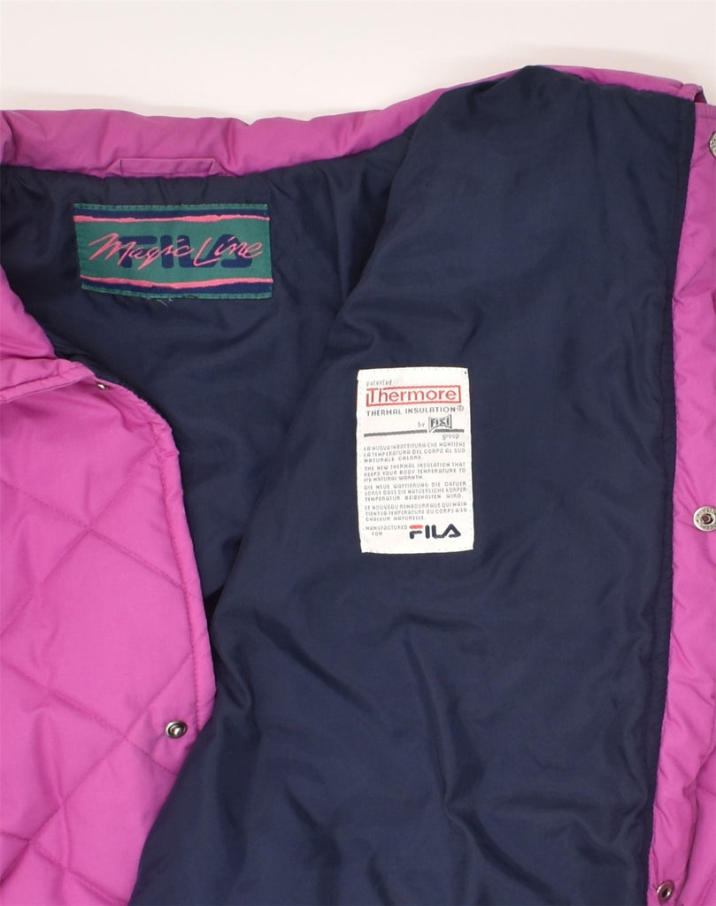 FILA Womens Quilted Jacket UK 14 Medium Pink Polyester | Vintage Fila | Thrift | Second-Hand Fila | Used Clothing | Messina Hembry 