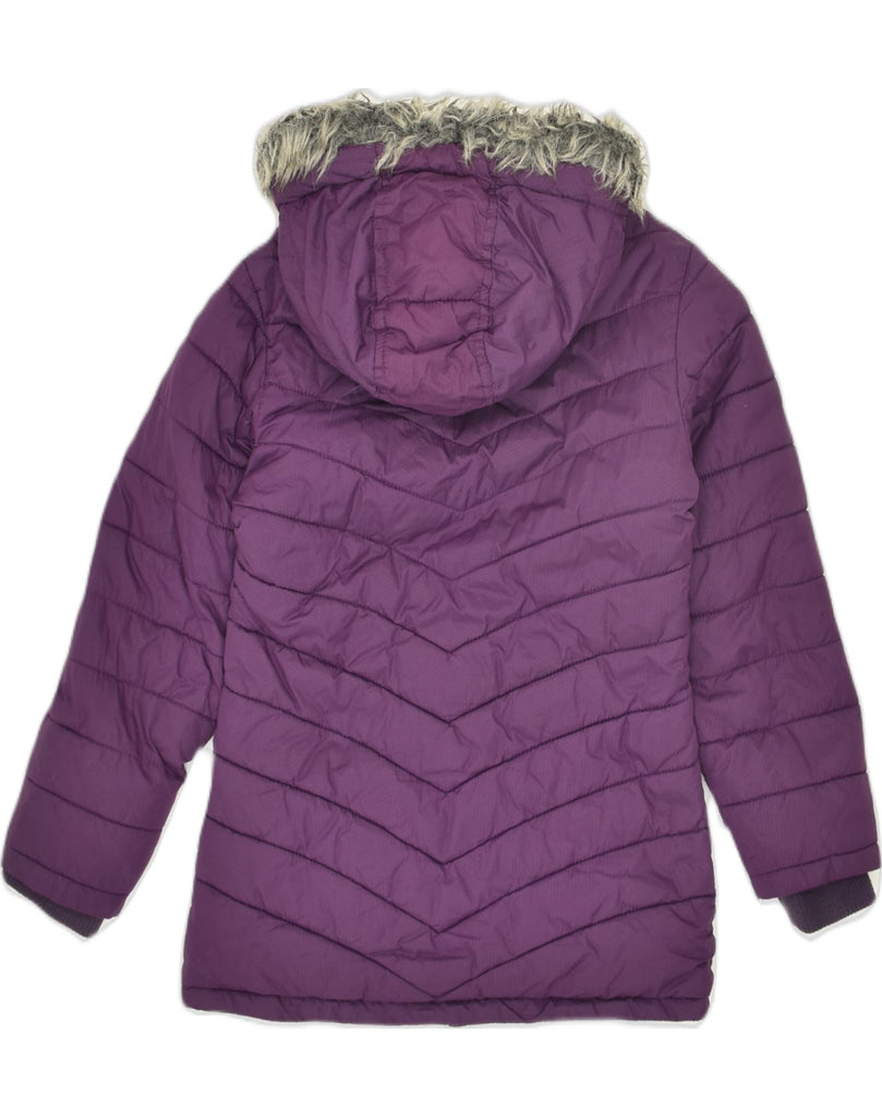 MOUNTAIN WAREHOUSE Girls Hooded Padded Jacket 7-8 Years Purple Polyester | Vintage Mountain Warehouse | Thrift | Second-Hand Mountain Warehouse | Used Clothing | Messina Hembry 